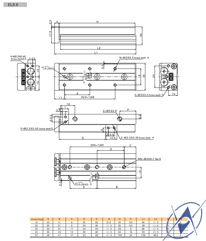 Изображение ELS Слайдерные цилиндры с направляющими ELS Слайдерные цилиндры с направляющими