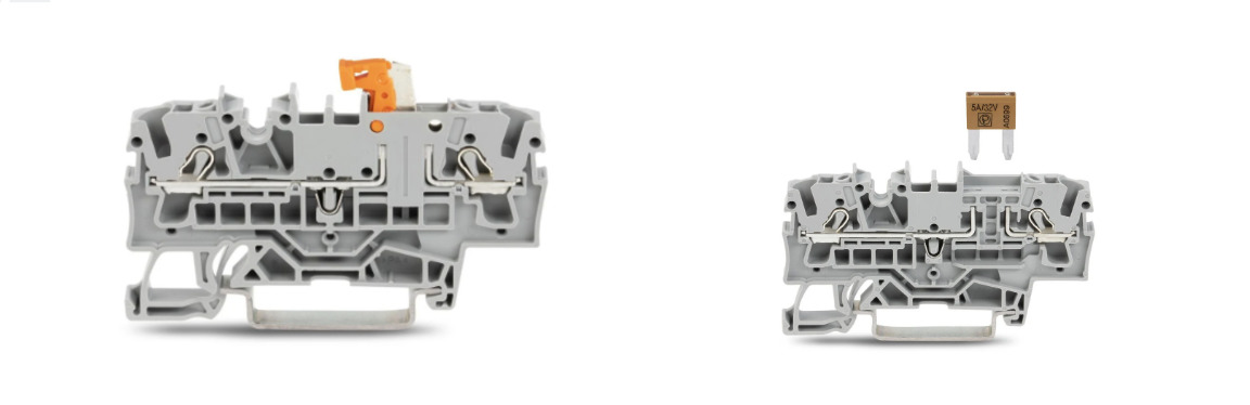 Клеммы с размыкателем, с предохранителем